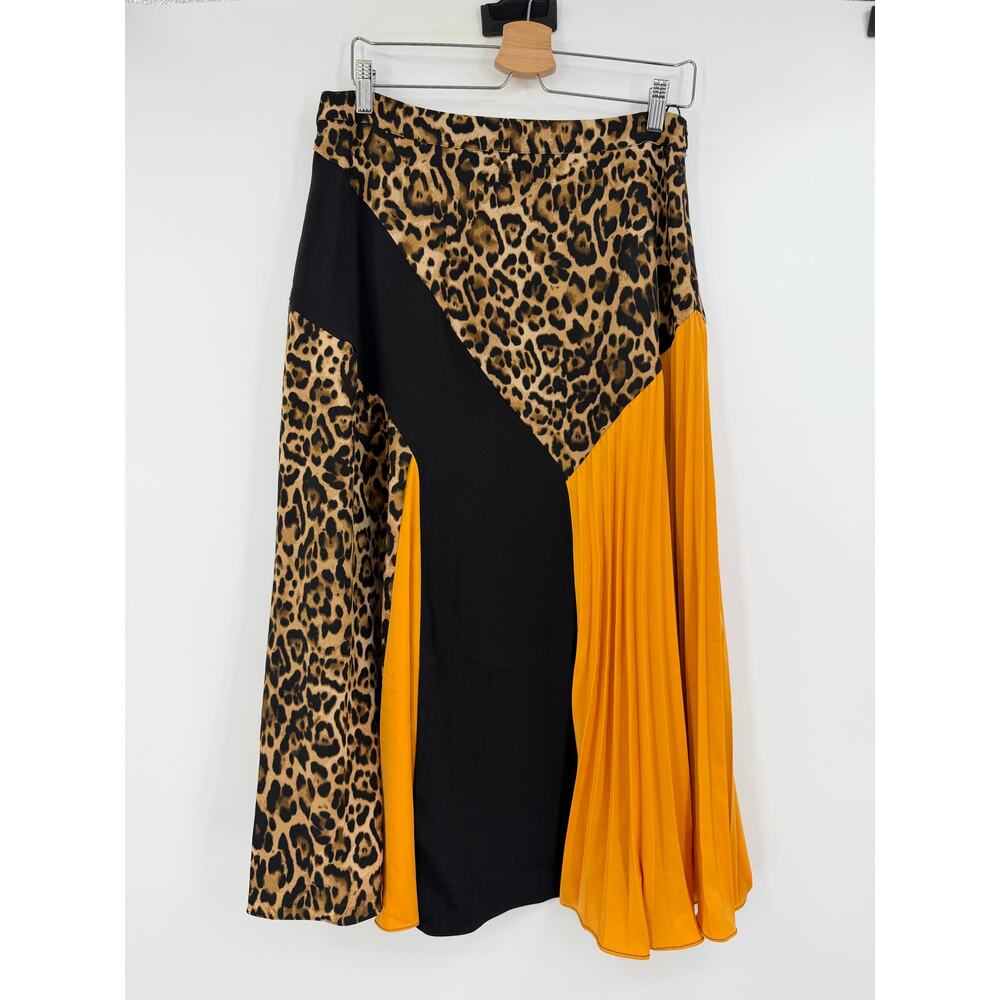 Lucy Paris Leopard Color Block Pleated Midi Skirt… - image 12
